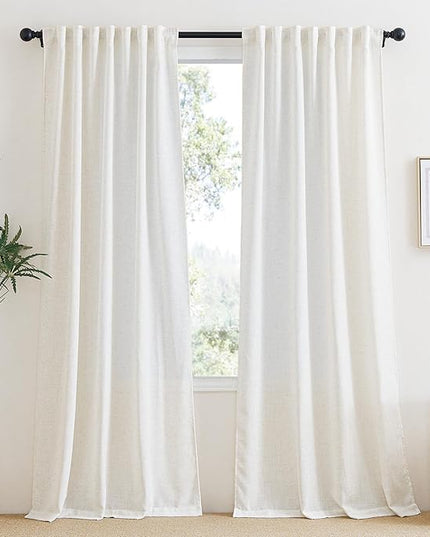 NICETOWN Linen Sheer Curtains 84 inches Long, Pinch Pleated Rod Pocket Back Tab Window Sheer Drapery for Bedroom, Living Room, Light Filtering Privacy Sheer Curtains, 1 Piar, 42 x 84 Inches Long