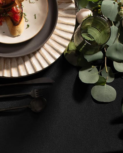 Gee Di Moda Rectangle Tablecloth - 90 x 132 Inch Black Table Cloth for 6 Foot Tables with Floor-Length Drop - Heavy Duty Washable Fabric for Holiday Party, Dinner, Weddings & Baby Shower