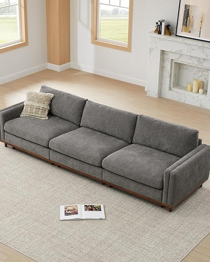 CHITA Super Large Luxury 3 Seat Sectional Modular Sofa, Down Filled Modern Sofa, Deep Seat Comfty Cloud Couch, 118 inch Width, 3 Seat Couch, Solid Wood Leg, Grey