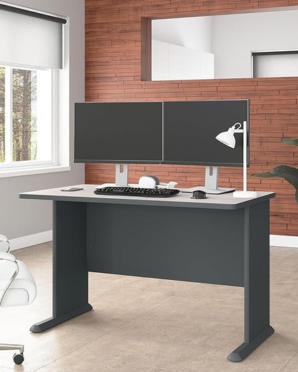 Bush Business Furniture Series A 48W Computer Desk in White Spectrum and Slate, Small Office Table for Home or Professional Workspace