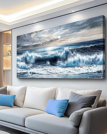 ERQINHUA Large Canvas Wall Art For Living Room Restaurant Wall Decor For Bedroom Marine Landscape Paintings Office Wall Prints Pictures Artwork Ready To Hang Hotel Room Home Decoration 24"x48"