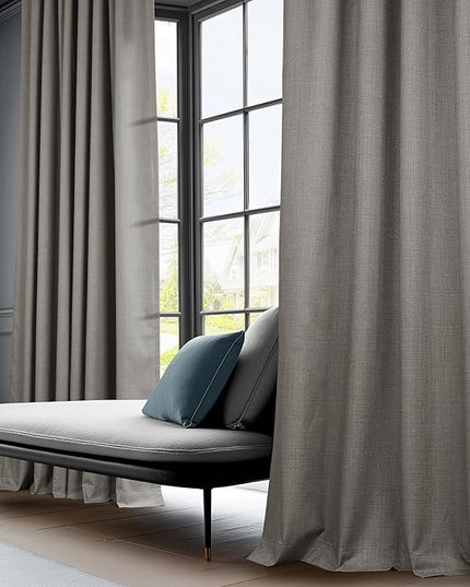HPD Half Price Drapes Vienna Basic Linen 100% Blackout Curtains for Bedroom 84 Inches Long (2 Panels) - Rod Pocket Curtains & Drapes for Living Room & Windows - 50 X 84, Light Steel Grey