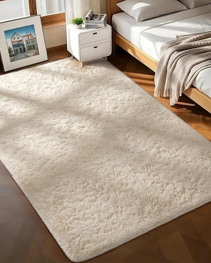 Ophanie Rugs for Living Room, Upgrade Non-Slip Fluffy Soft 5x8 Area Rug, Shag Large Fuzzy Plush Carpets for Bedroom Ivory, Shaggy Kids Boys Girls Dorm Nursery Home Decor Aesthetic