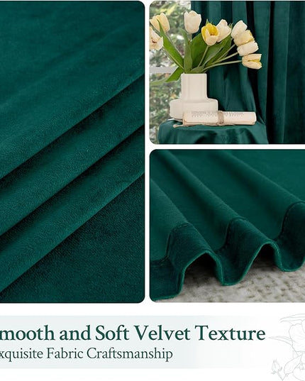 LAMIT Teal Velvet Curtains 120 Inch Length for Living Room, Thermal Insulated Room Darkening Drapes Luxury Privacy Protected Back Tab and Rod Pocket Panels for French Door, 2 Panels, 52 x 120 Inch