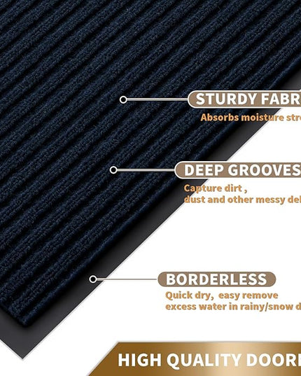 Yimobra Front Door Mat Outdoor Indoor Entrance, 100% Waterproof All-Season All Weather Doormat, Welcome Matt Outside Entry, Non Slip, Low Profile, Heavy Duty Patio Porch Floor Mats,47 x 24,Navy Blue