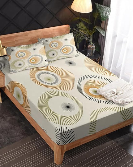 Geometric Sheets King Size Sheet Set - Geometric Decoration, Modern Abstract Bed Sheets & Bedroom Decor, Soft Breathable Microfiber Deep Pocket Patterned Bedding Sheets & Pillowcases