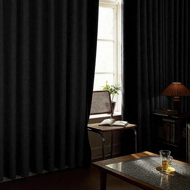 Off White Linen Blackout Curtains 90 Inch Length 2 Panels Set for Bedroom Living Room Grommet 100% Black Out Linen Drapes Room Darkening Window Curtains 90 Inches Long Cream Ivory Beige