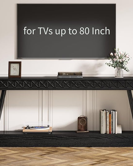 Tribesigns Modern Console Table, 71-Inch Extra Long Entryway Table with Storage, 2-Tier Narrow Sofa Table Behind Couch, Farmhouse Wooden Accent Table for Living Room, Hallway, Foyer, Black