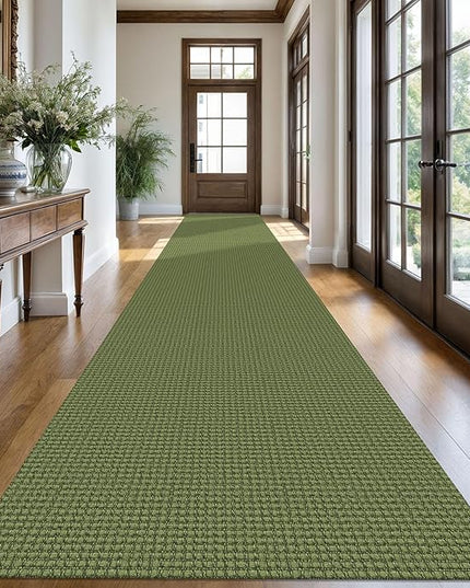 KOZYFLY Extra Long Runners for Hallways 3x20 ft Washable Kitchen Runner Non Slip Rubber Backed Hallway Rug Cotton Entryway Runner Rug Floor Carpet for Indoor Hall, Kitchen, Bright Green/Earthy Green