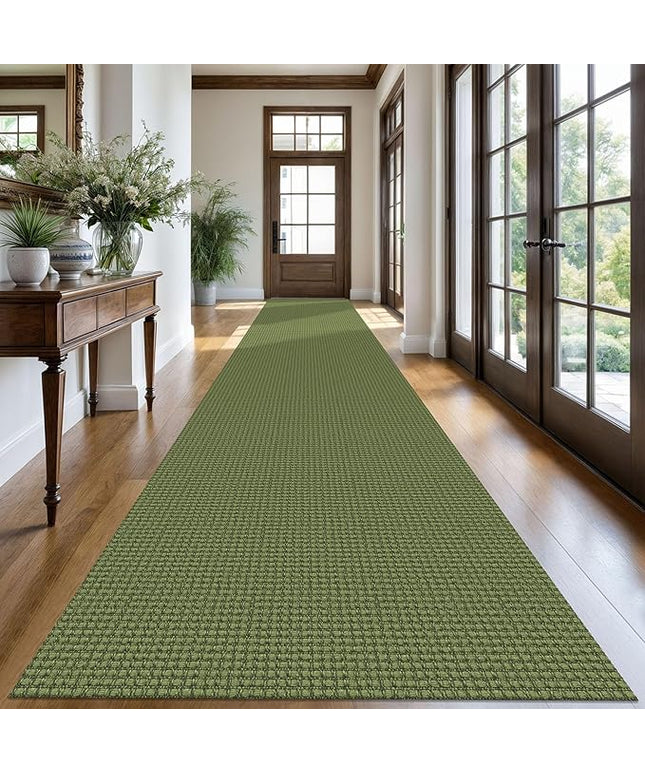 KOZYFLY Extra Long Runners for Hallways 3x20 ft Washable Kitchen Runner Non Slip Rubber Backed Hallway Rug Cotton Entryway Runner Rug Floor Carpet for Indoor Hall, Kitchen, Bright Green/Earthy Green
