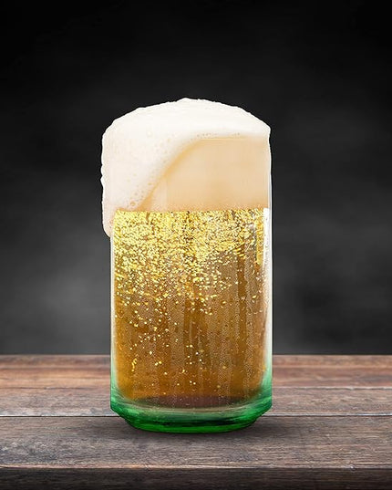 DISCOUNT PROMOS Beer Can Glasses Set of 10, 16 oz. Pint Sized, Soda Can Shape, Glassware, Green