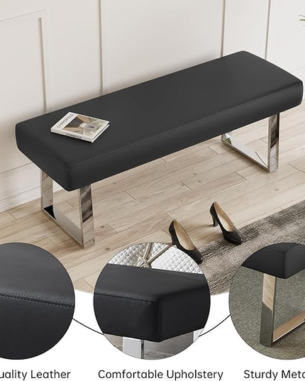 JIEXI Bedroom Bench Bed end upholstered Bench Indoor Corner Small Footstool with Metal Legs, for Kitchen entryway Dining Room and Living Room Window, Plant Bench