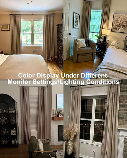 Vision Home Sand Pinch Pleated Full Blackout Curtains Linen Blended Room Darkening Window Curtains 90 inch for Living Room Bedroom Thermal Insulated Pinch Pleat Drapes with Hooks 2 Panel 40" Wx90 L