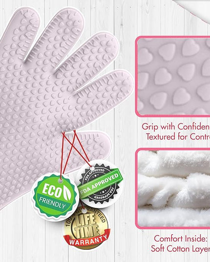 KITCHEN PERFECTION XL Silicone Smoker Oven Gloves for Women -Extreme Heat Resistant BBQ Gloves -Handle Hot Food Right on Your Grill Fryer&Pit|Waterproof Grilling Cooking Mitts|Superior Set+3 Bonuses