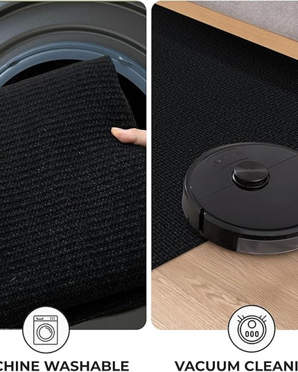 KOZYFLY Washable Runner Rug 3x12 ft Hallway Kitchen Runner Rugs with Rubber Backing Bobo Non Slip Entryway Runner Indoor, Long Carpet Runners for Hall Kitchen Entryway, Black