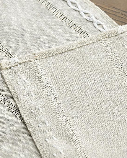 Artoid Mode Beige Rustic Cotton Linen Table Runner, Seasonal Embroidered Hollow Kitchen Dining Table Decoration for Home Party Decor 13x60 Inch