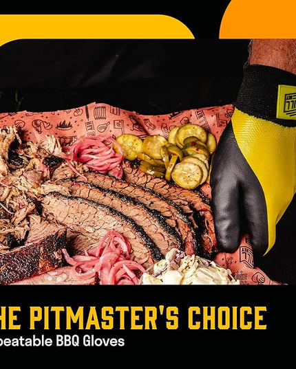 Hey Grill Hey Pitmaster Gloves | BBQ Gloves | Heat Protection up to 500°F or 260°C | High Temp Resistance | Fireproof Glove for Grilling Smoking Barbecue | Washable Mitts | Waterproof | Size - Small