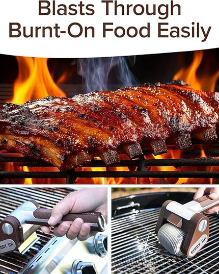 HorsePower Giddy Up Grill Cleaner AS SEEN ON TV! – Cordless, Rechargeable BBQ Tool with 350 RPM Stainless Roller, LED Light – Patents Pending – From BulbHead, a Family-Owned American Brand
