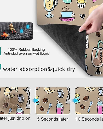 Drip Tray for Coffee Maker,Coffee Pot Mat for Countertops,Coffee Dish Drying Mat for Kitchen Counter Decor,Absorbent Reversible Microfiber Dish Drying Pad Dish Cafe Drainer Rack,pet Water Bowl Mats