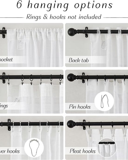 NICETOWN White Linen Curtains 95 inches Length 2 Panels Rod Pocket & Back Tab Pinch Pleated Burlap Semi Sheer Privacy with Light Filtering Window Covering for Bedroom/Living Room, W52 x L84