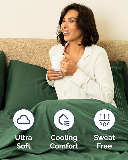 Split King Size 5 Piece Sheet Set - Comfy Breathable & Cooling Bed Sheets Set - Hotel Luxury Bedding for Women, Men, Kids, Teens, Boys & Girls - Deep Pockets, Soft, Wrinkle Free - Oeko-Tex - Emerald