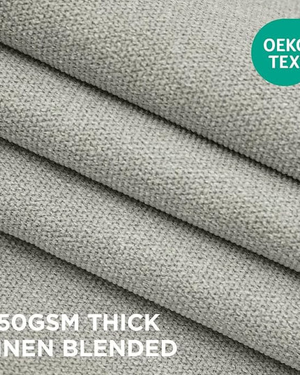 Joydeco Greyish White Pinch Pleated Thick Linen Curtains 90 Inch Long 2 Panel Set for Living Room, Double-Faced Curtain for Bedroom, Back Tab Blackout Drapes with Adjustable Hooks (40”W x90”L)