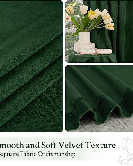 LAMIT Velvet Curtains 108 Inch for Living Room, Thermal Room Darkening Panels Noise Reducing Back Tab and Rod Pocket Christmas Drapes for Bedroom, Set of 2 Panels, Emerald Green, 52 x 108 Inch