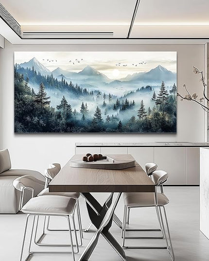 FUHAIHUA Canvas Wall Art For Living Room Large Wall Decor For Office Bedroom Decorations Mountain Landscape Pictures Forest Fog Painting Artwork Room Wall Mural Aesthetic Home Decor 30x60 In