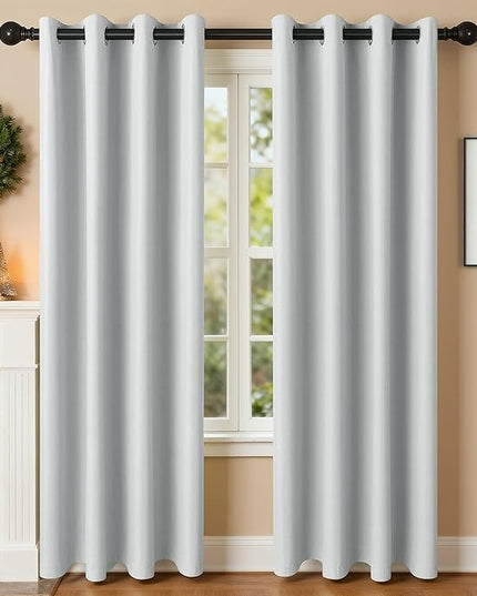 Room Darkening Curtains 95 Inch Length for Bedroom Living Room, Insulated Thermal Grommet Curtain Drapes, Blackout(60-90%,Not 100%) Window Treatment Decor, 2 Panels, 52x95, GreyishWhite