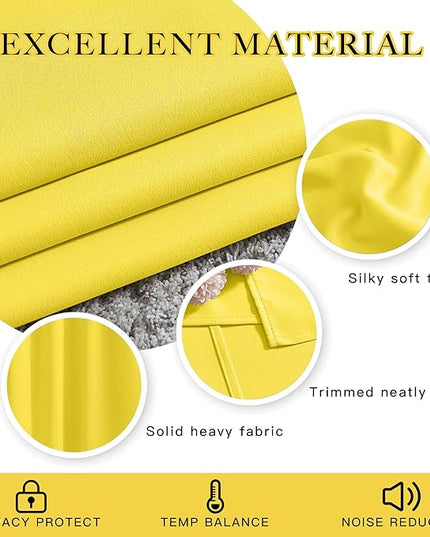 NICETOWN Bright Yellow Blackout Curtains 84 inch Long for Bedroom - Thermal Insulated Solid Grommet Light Blocking Window Curtains & Drapes for Living Room (2 Panels, 52 x 84 Inch, Bright Yellow)