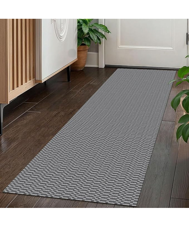 KOZYFLY Washable Runner Rug 2x5 Ft Runners for Hallways Throw Rug with Rubber Backing, Braided Cotton Entryway Runner Indoor, Carpet Runners for Hallway Kitchen Entryway Bedroom, Grey/Charcoal Grey