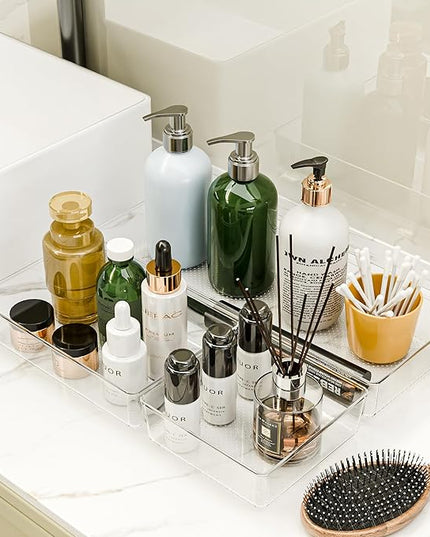 Clear Plastic Drawer Organizer Set for Kitchen, Bathroom, Office, Cosmetics & Tools - Multifunctional Storage Trays with Adjustable Dividers, Space-Saving Transparent Design (Clear, 12 Pcs)