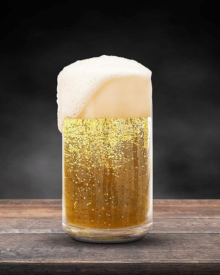 DISCOUNT PROMOS Beer Can Glasses Set of 10, 16 oz. Pint Sized, Soda Can Shape, Glassware, Clear