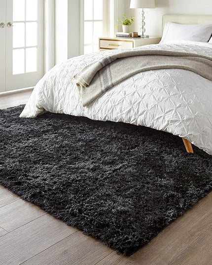 Ophanie Black Rugs for Living Room, Fluffy Furry Shaggy Fuzzy Area Rug, 5x8 Carpets for Bedroom Shag Plush Soft Large, Kids Home Decor Aesthetic