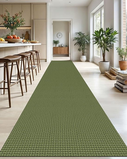 KOZYFLY Extra Long Runners for Hallways 3x20 ft Washable Kitchen Runner Non Slip Rubber Backed Hallway Rug Cotton Entryway Runner Rug Floor Carpet for Indoor Hall, Kitchen, Bright Green/Earthy Green