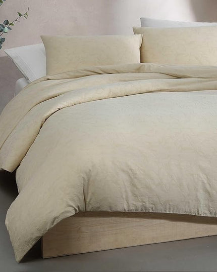 Calvin Klein - Duvet Cover Set, Soft & Breathable Bedding with Matching Shams, Plain Weave Fabric, Cozy Home Essentials (Branching Leaves Beige, King)