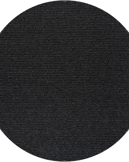 Beverly Rug Non-Slip Modern Rug 6 Round Solid Traditional Rubber Backing Machine Washable Soft Thin Indoor Area Rugs for Living Room Stain Resistant Non Shedding Casual Carpet (6 Round Dark Gray)