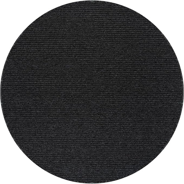 Beverly Rug Non-Slip Modern Rug 6 Round Solid Traditional Rubber Backing Machine Washable Soft Thin Indoor Area Rugs for Living Room Stain Resistant Non Shedding Casual Carpet (6 Round Dark Gray)