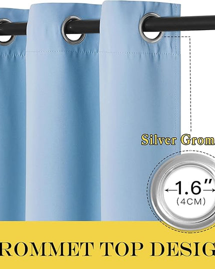 NICETOWN Blue Room Divider Curtains 100 inches Wide Curtains, Grommet Thermal Insulated Blackout Window Treatment Room Darkening for Sliding Glass Door Bedroom, 1 Panel, W100 x L84