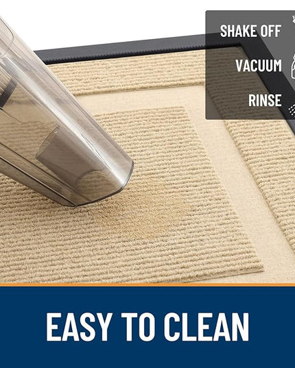 OLANLY Front Door Mat Indoor Outdoor Entrance, Waterproof All-Season, All-Weather Doormat, Sturdy Natural Rubber, Fade Resistant, Low Profile, Easy Clean Patio Porch Entryway Mat, 59x35, Beige