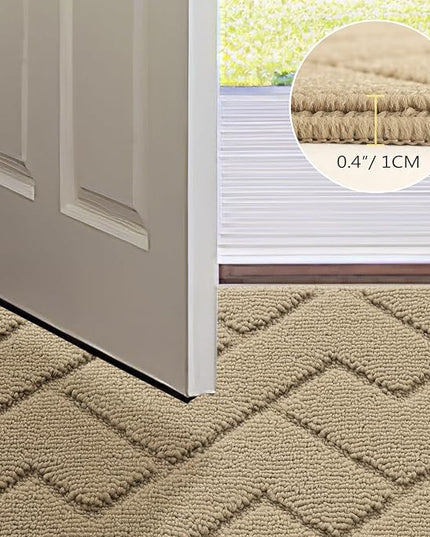 hicorfe Front Door Mat Outside Entrance,32"x40" Absorbent Muddy Dirt Resist Welcome Door Mats Outdoor Indoor,Stain and Fade Resistant,Non Slip Backing Entry Mat Doormat for Entryway(Beige)