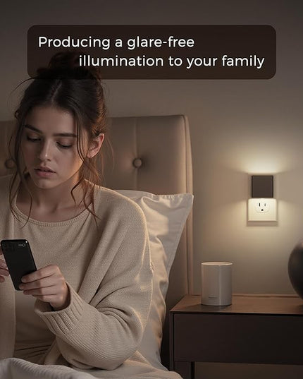 L LOHAS LED Night Lights Plug into Wall,[2-Pack] Plug in Night Light with Dusk to Dawn Sensor,3CCT 1600K/2700K/5000K,Brightness Adjustable,Nightlight for Adults Bathroom Bedroom