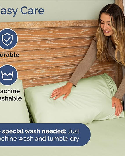 Split King Size 5 Piece Sheet Set - Comfy Breathable & Cooling Bed Sheets Set - Hotel Luxury Bedding for Women, Men, Kids, Teens, Boys & Girls - Deep Pockets and Wrinkle Free - Oeko-Tex - Light Sage