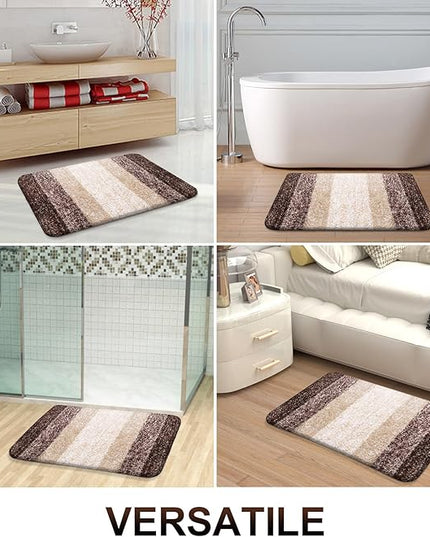 OLANLY Bathroom Rug Set 2 Piece, Soft Absorbent Microfiber Bath Rug Set, Non-Slip, Machine Wash Dry, Plush Shaggy Bath Mats for Bathroom (30"x20"+24"x16", Brown)