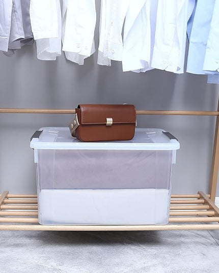 Citylife 58.1 QT Plastic Storage Bins with Latching Lids Stackable Storage Containers for Organizing Large Clear Storage Box for Garage, Closet, Kitchen, 4 Packs