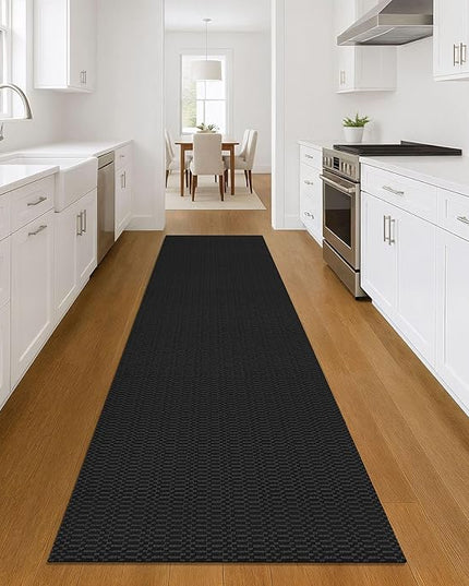 KOZYFLY Washable Runner Rug 3x10 ft Hallway Kitchen Runner Rugs with Rubber Backing Bobo Entryway Runner Indoor, Long Carpet Runners for Hall Kitchen Entryway, Black/Grey