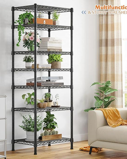 REIBII 7-Tier Metal Shelving Unit, 71’’H x 18’’W x 18’’D, 1176 LBS Weight Capacity, Adjustable Garage Shelving for Storage, Heavy Duty Shelves for Kitchen, Living Room, Bathroom etc.