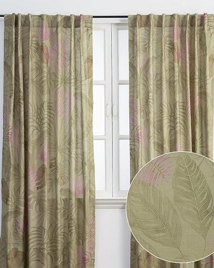 Maison d' Hermine Curtains for Living Room 100% Cotton 84 inch Length Two Panels Light Filtering Curtains for Bedroom Windows with Rod and Loop Pockets Drapes (Creole Olive Grey, 50" W x 84" L)