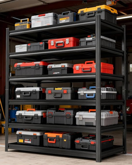 6-Tier Garage Shelves, Metal Shelving Unit, Adjustable Storage Shelves Heavy Duty 36''W*16''D*82''H，Double-Layer Column with Reinforced Ribs Capable of Bearing 3624 Lbs for Garage, Basement, Warehouse