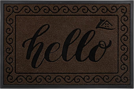 Yimobra Welcome Mats for Front Door 29.5x17, Heavy Duty Waterproof Outdoor Door Mat Outside Entrance, Non-Slip Low Profile Indoor Entryway Mat for Garage Patio, Coffee